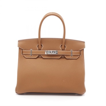 HERMES Birkin 30 Handbag Togo leather Brown Gold Used Women W SHW