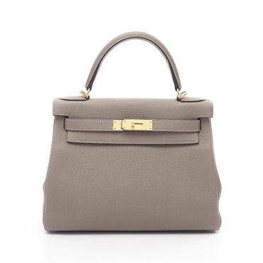 HERMES Kelly 28 2way Handbag Togo leather Beige Gris asphalt Used Women C GHW