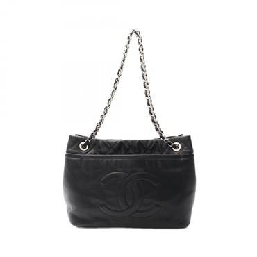 CHANEL Matelasse Tote chain shoulder Bag A48374 leather Black Used SHW