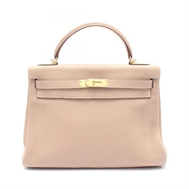 HERMES Kelly 32 2way Handbag Taurillon Clemence leather Beige Used Women GHW Q