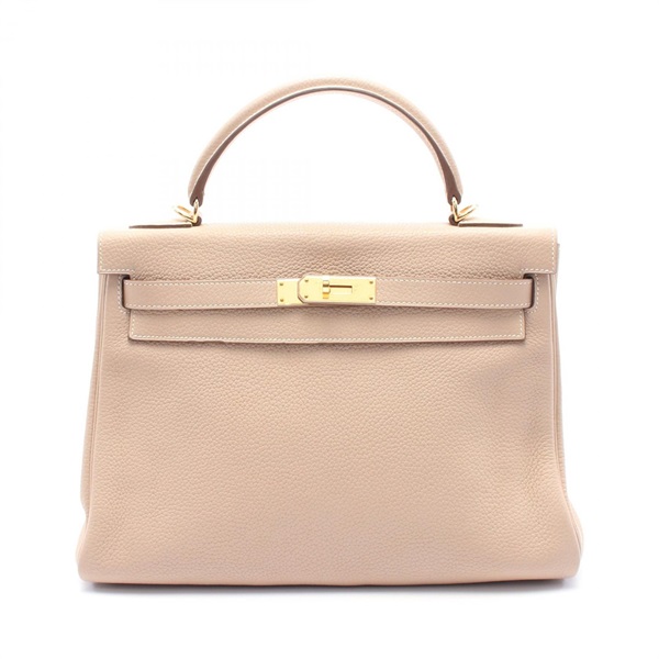 HERMES Kelly 32 2way Handbag Taurillon Clemence leather Beige Used Women GHW Q