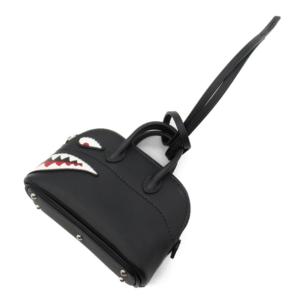 HERMES Bolide Shark bag Charm W Swift leather Black Used SHW