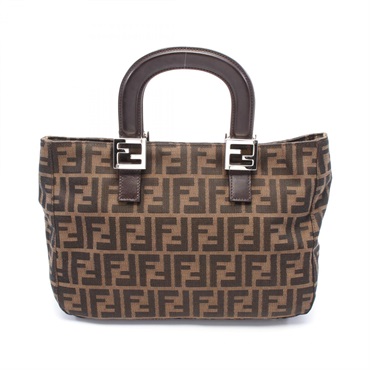 FENDI Zucca Hand Tote Bag 26329 canvas leather Brown Used Women