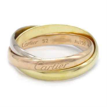 CARTIER Trinity Ring 18KYG RG WG Yellow White Rose Gold used US size 6 #52 women
