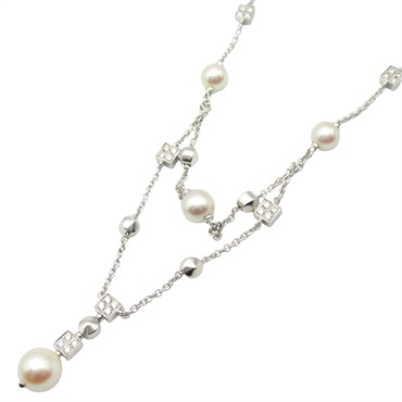 BVLGARI Lucia Drop Necklace Diamond 18KWG White Gold Pearl White Used women