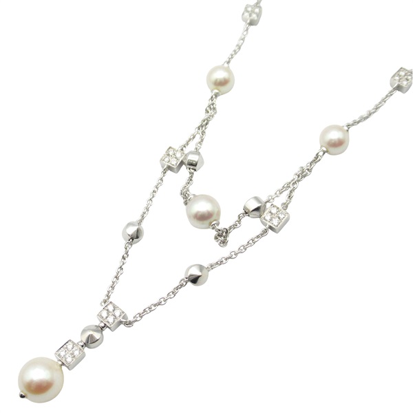 BVLGARI Lucia Drop Necklace Diamond 18KWG White Gold Pearl White Used women