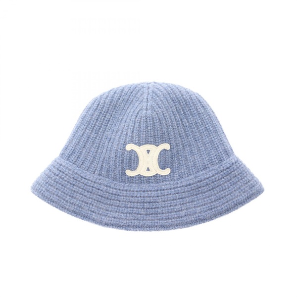 CELINE Triomphe Hats Cashmere Blue Used Women