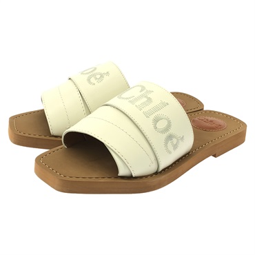 Chloe Flat Mules Sandals CHC22W188BF10137 leather White #37 NEW Women