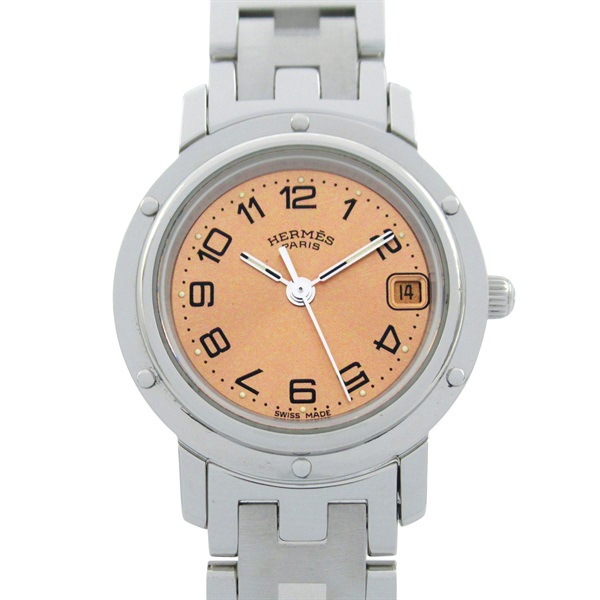 HERMES Clipper Wrist Watch CL4.210 Quartz Stainless Steel Used Women