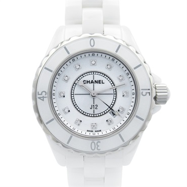 CHANEL J12 12P Diamond Wrist Watch H1628 Quartz ceramic Used Women CC Coco