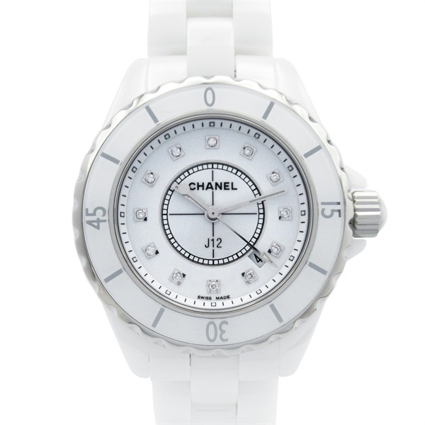CHANEL J12 12P Diamond Wrist Watch H1628 Quartz ceramic Used Women CC Coco