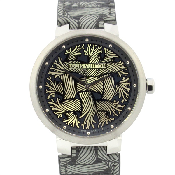 LOUIS VUITTON Tambour Damier Monogram Rope Wrist Watch Q1D05 Quartz SS Used mens