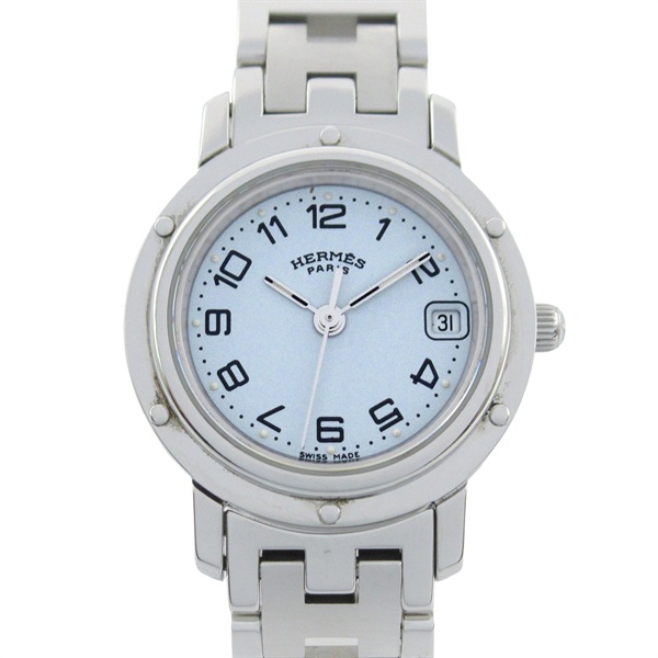 HERMES Clipper Wrist Watch CL4.210 Quartz Stainless Steel Used Women
