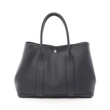 HERMES Garden party PM Tote Bag Negonda leather Navy Blue indigo Used Z SHW