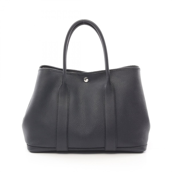 HERMES Garden party PM Tote Bag Negonda leather Navy Blue indigo Used Z SHW