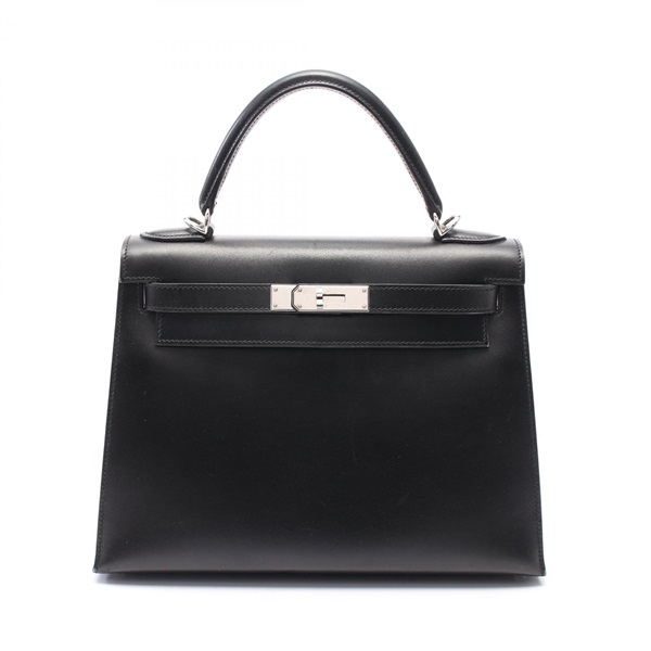 HERMES Kelly 28 2way Hand shoulder bag Outside stitched Box calf Black Used SHW