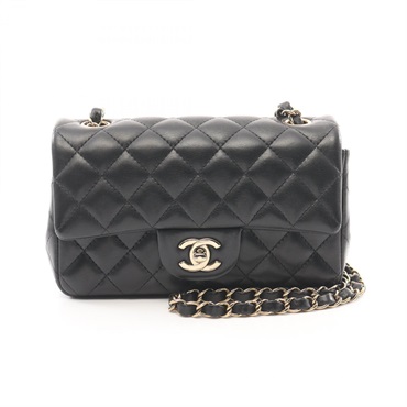 CHANEL Mini Matelasse 20 chain Shoulder Bag A69900 Lamb leather Black Used GHW