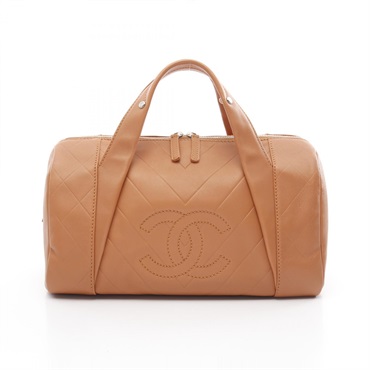 CHANEL Chevron V Stitch Matelasse Handbag A30899 leather Brown Used Women SHW