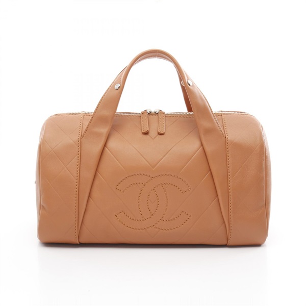 CHANEL Chevron V Stitch Matelasse Handbag A30899 leather Brown Used Women SHW