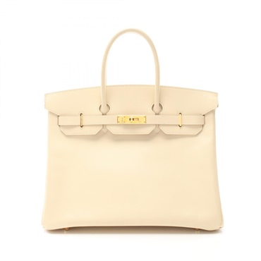 HERMES Birkin 35 Handbag Box calf leather Beige Parchemin Used Women C GHW