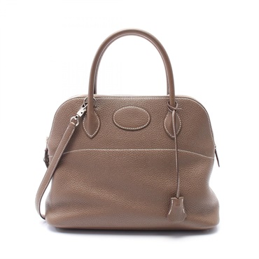 HERMES Bolide 31 Hand shoulder bag C Taurillon Clemence Etoupe Grey Used GHW