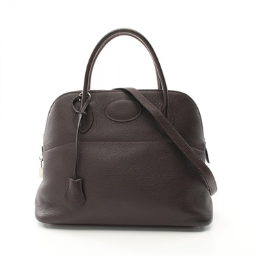 HERMES Bolide31 2way shoulder Handbag Clemence leather Brown Used Women J SHW