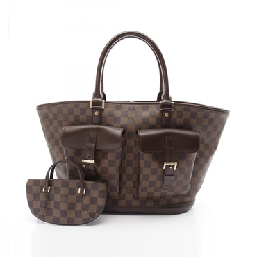 LOUIS VUITTON Manosque GM Handbag N51120 Damier canvas leather Ebene Used Women