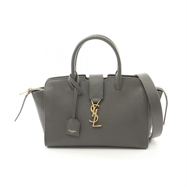 SAINT LAURENT Baby Downtown 2way shoulder Handbag 635346 leather Gray Used Women