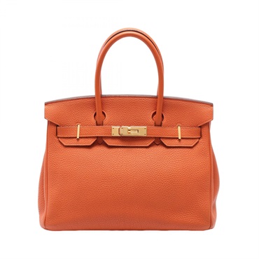 HERMES Birkin 30 Handbag Togo leather Orange Feu Used Women R GHW