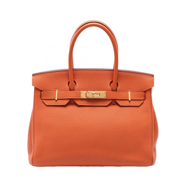 HERMES Birkin 30 Handbag Togo leather Orange Feu Used Women R GHW