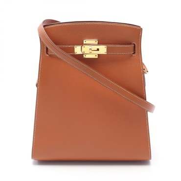 HERMES Kelly Sports MM Shoulder crossbody Bag X Courchevel Gold Used GHW