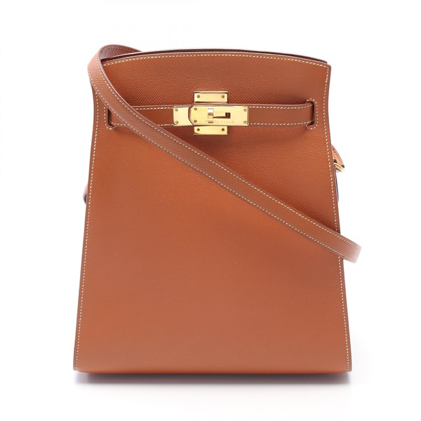 HERMES Kelly Sports MM Shoulder crossbody Bag X Courchevel Gold Used GHW