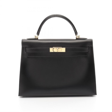 HERMES Kelly 32 2way Handbag Box calf leather Black Used Women GHW F