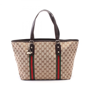 GUCCI Shelly line GG canvas Hand Tote Bag 139260 Beige Brown Multicolor Used