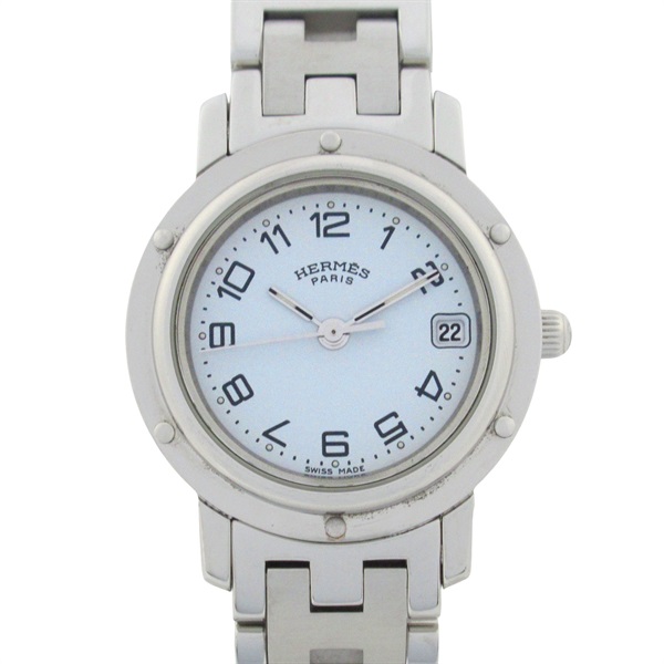HERMES Clipper Wrist Watch CL4.210 Quartz Stainless Steel Used Women
