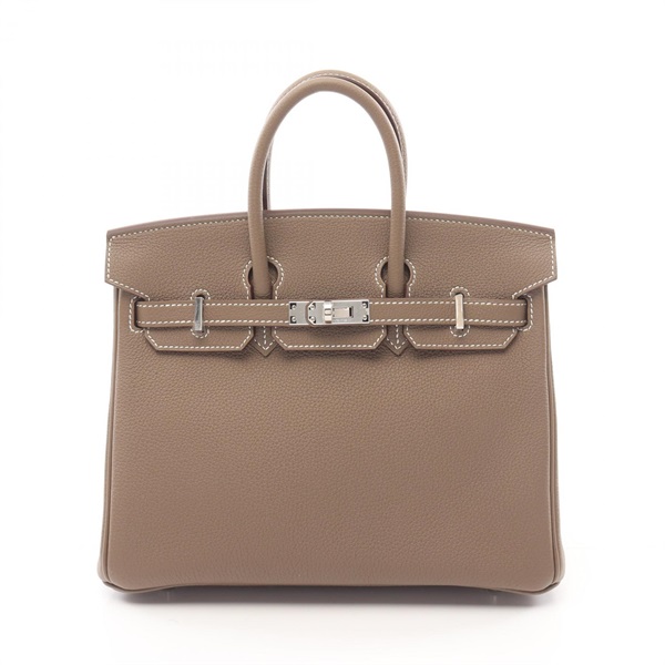 HERMES Birkin 25 Handbag 041344CK Togo leather Brown Etoupe Grey Used B SHW