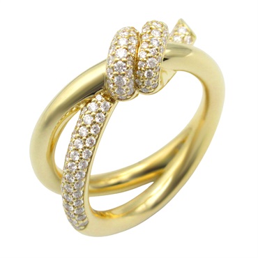 TIFFANY＆CO Knot Double Row Diamond Ring 18KYG Gold Used women US size 5.5