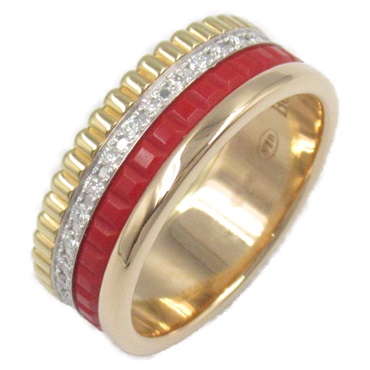 Boucheron Quatre Red Diamond Small Ring ceramic 750 Three Gold Used US size 5