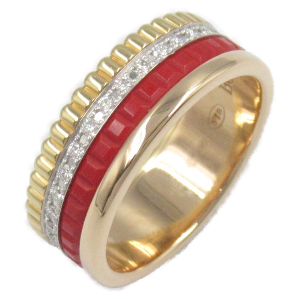 Boucheron Quatre Red Diamond Small Ring ceramic 750 Three Gold Used US size 5