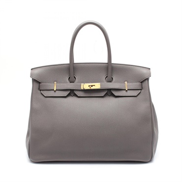HERMES Birkin 35 Handbag Togo leather Gray Grimayer Used Women A GHW