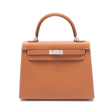 HERMES Kelly 25 Handbag Epsom leather Brown Gold Used Women D SHW