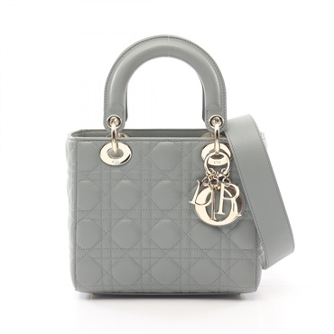 Dior MY ABC DIOR Lady Dior Cannage Small 2way Handbag leather Gray Used Women