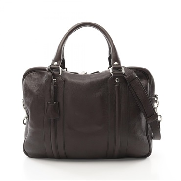GUCCI 2way Shoulder Business bag leather Brown Used mens crossbody
