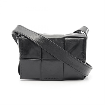 BOTTEGA VENETA CANDY Cassette Mini Shoulder Bag 666688 leather Black Used Women