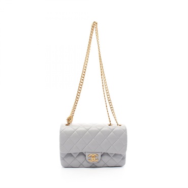 CHANEL Matelasse chain Shoulder Bag leather Gray Used GHW