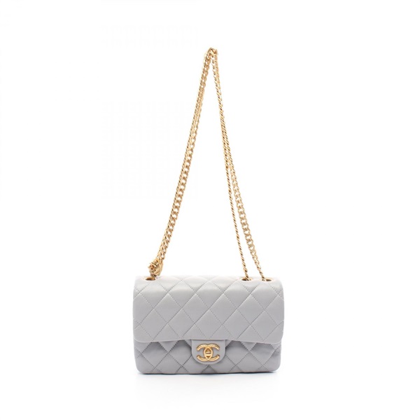 CHANEL Matelasse chain Shoulder Bag leather Gray Used GHW