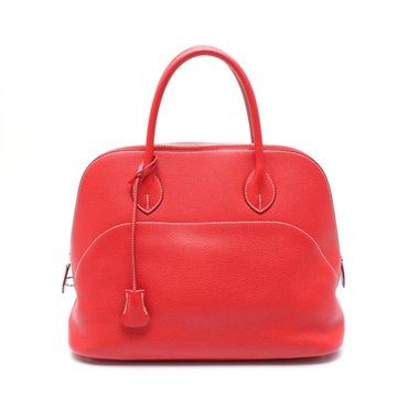 HERMES Bolide35 Handbag Clemence leather Red Vermillon Used Women T SHW