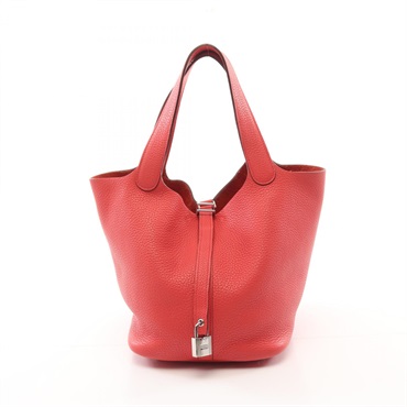 HERMES Picotin Lock MM Hand Tote bag Clemence leather Pink Bougainvillier Used N