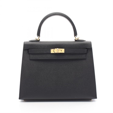 HERMES Kelly 25 2way Handbag 038416CC Epsom leather Black Used Women GHW W
