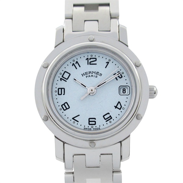 HERMES Clipper Wrist Watch CL4.210 Quartz Stainless Steel Used Women